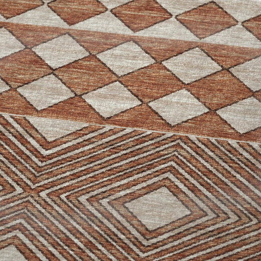 50" X 70" Rust And Ivory Microfiber Geometric Plush Throw Blanket