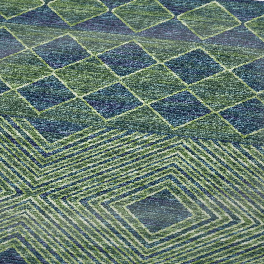 50" X 70" Green And Blue Geometric Microfiber Plush Throw Blanket