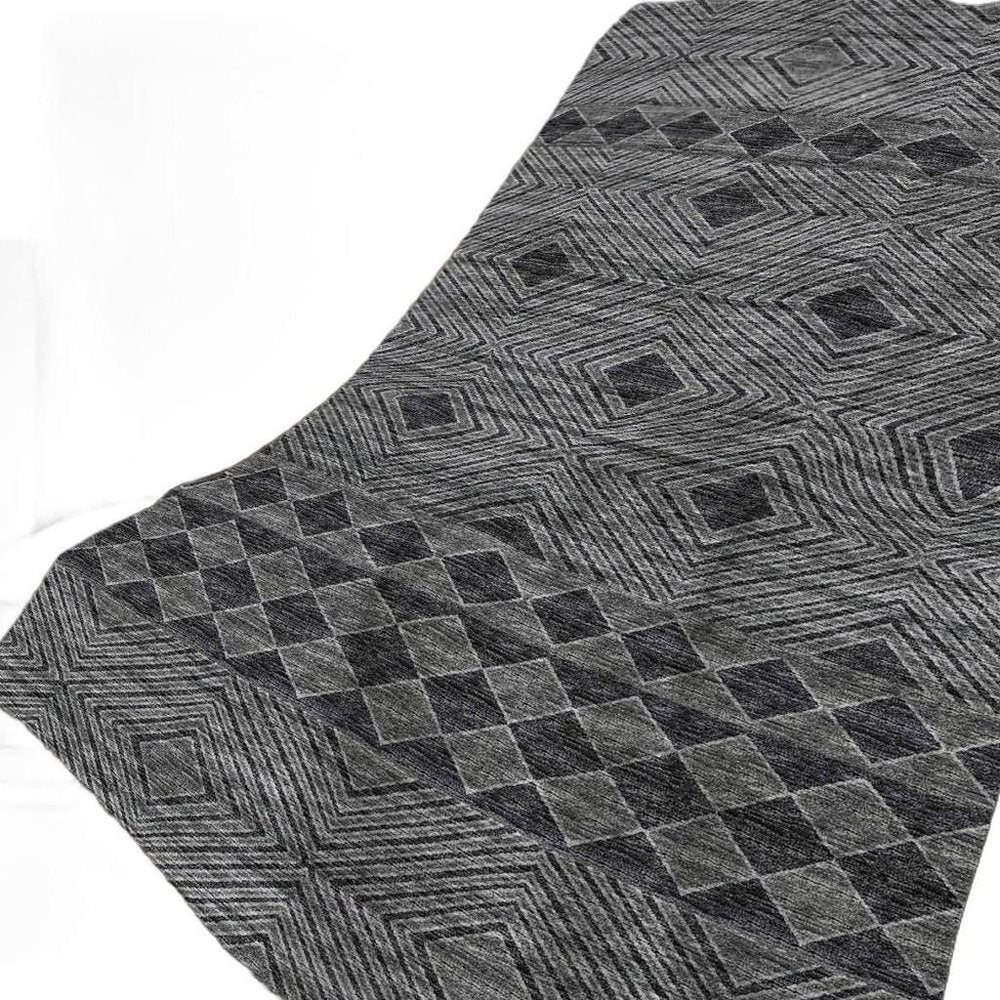 50" X 70" Gray And Black Geometric Polyester Woven Plush Throw Blanket