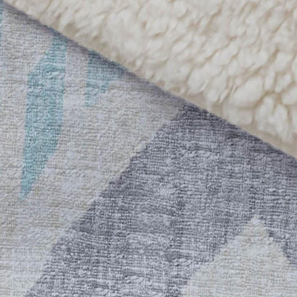 50" X 70" Aqua Gold And Ivory Ikat Microfiber Plush Throw Blanket