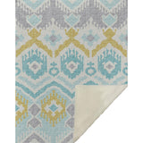 50" X 70" Aqua Gold And Ivory Ikat Microfiber Plush Throw Blanket