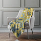 50" X 70" Yellow And Blue Ikat Polyester Woven Plush Throw Blanket