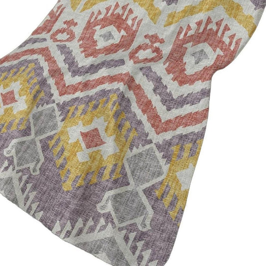 50" X 70" Purple Coral And Gold Ikat Plush Throw Blanket