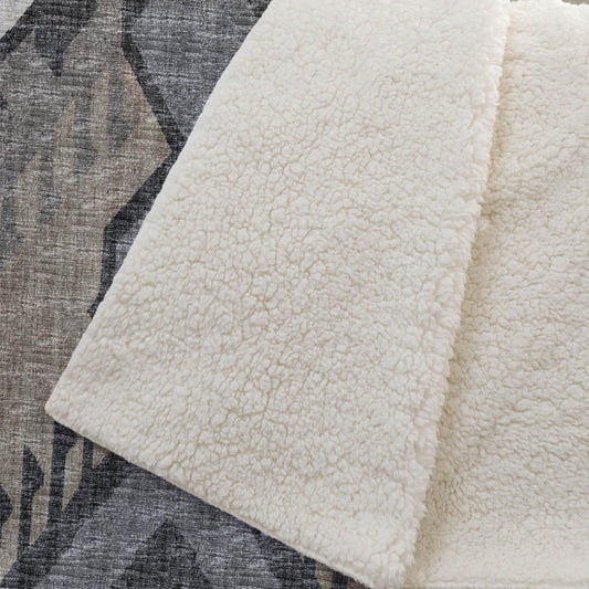 50" X 70" Sand Ivory And Gray Ikat Plush Throw Blanket