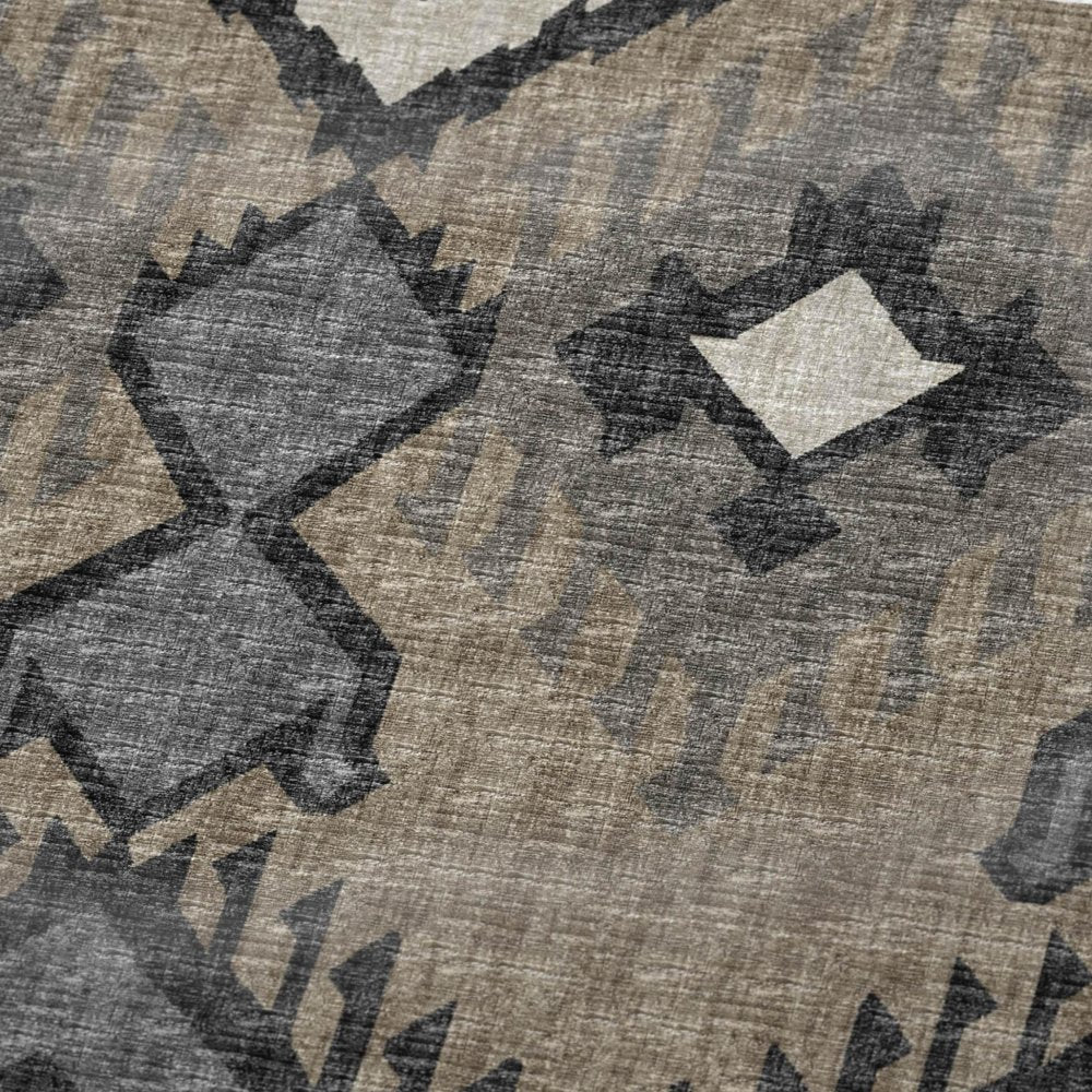 50" X 70" Sand Ivory And Gray Ikat Polyester Woven Plush Throw Blanket