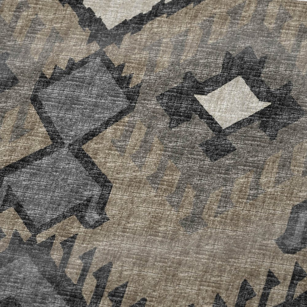 50" X 70" Sand Ivory And Gray Ikat Polyester Woven Plush Throw Blanket