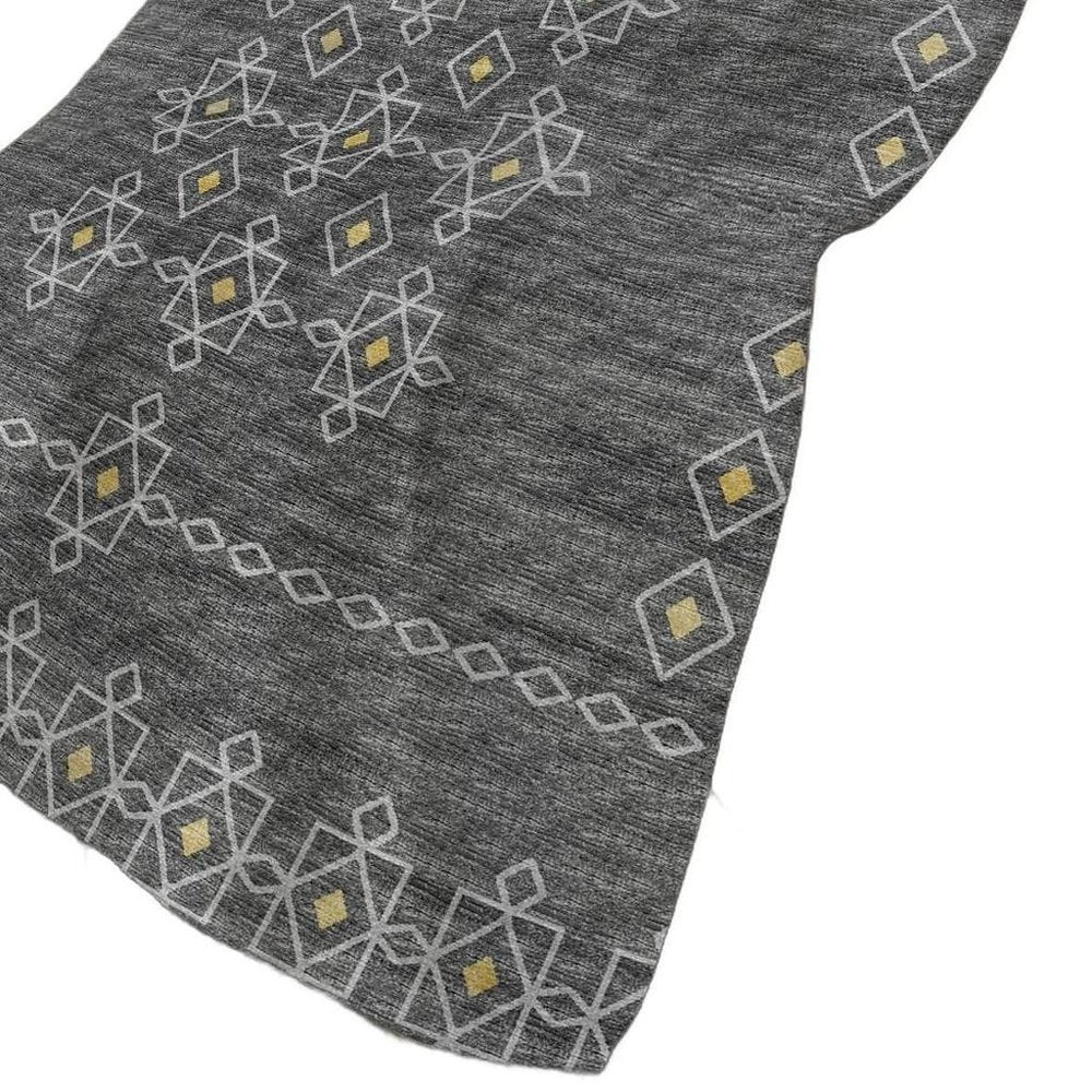 50" X 70" Gray And Gold Geometric Polyester Woven Plush Throw Blanket