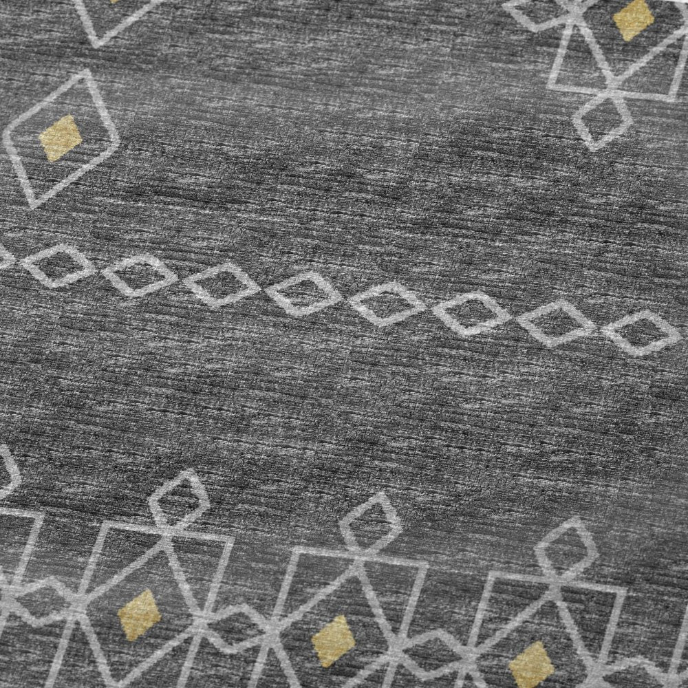 50" X 70" Gray And Gold Geometric Polyester Woven Plush Throw Blanket