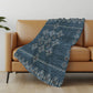 50" X 70" Blue And Rust Geometric Polyester Woven Plush Throw Blanket