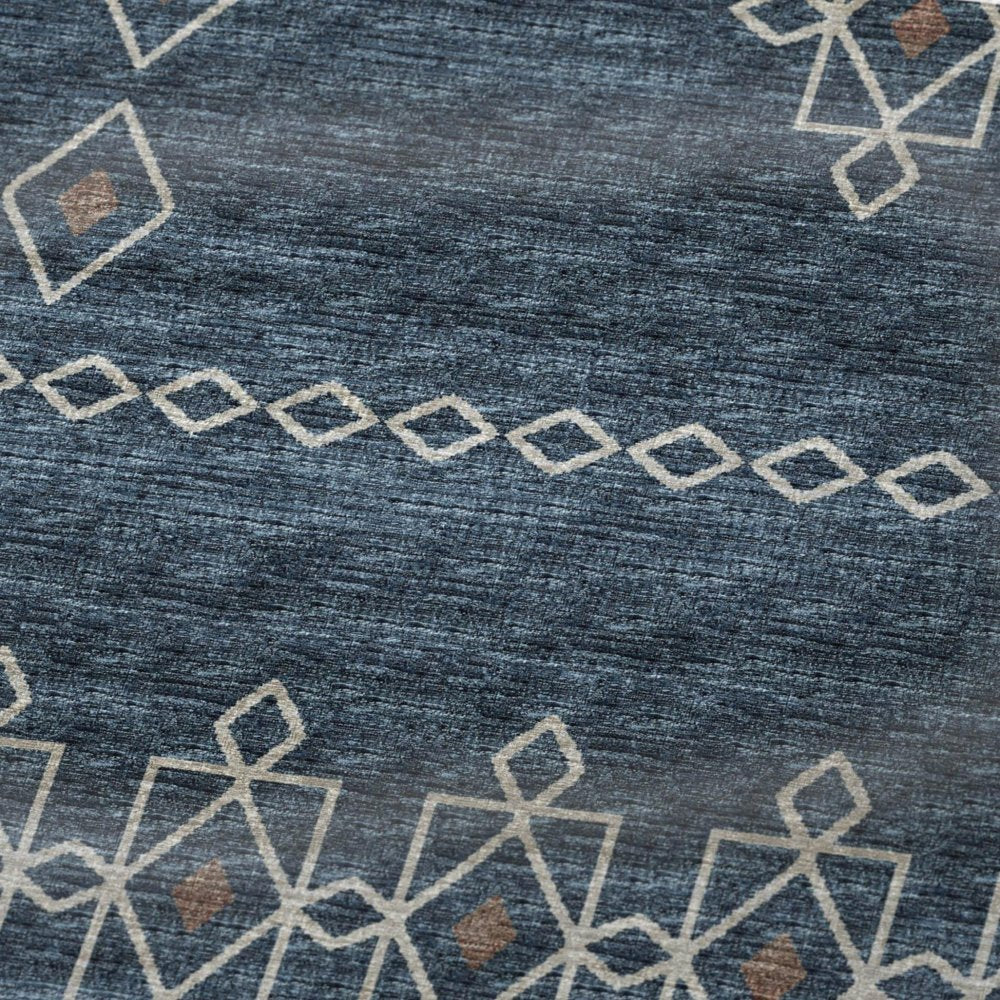 50" X 70" Blue And Rust Geometric Plush Throw Blanket