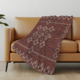 50" X 70" Rust And Ivory Geometric Polyester Woven Plush Throw Blanket