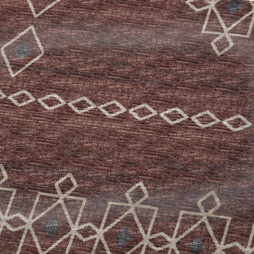 50" X 70" Rust And Ivory Geometric Plush Throw Blanket