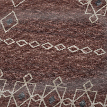 50" X 70" Rust And Ivory Geometric Plush Throw Blanket