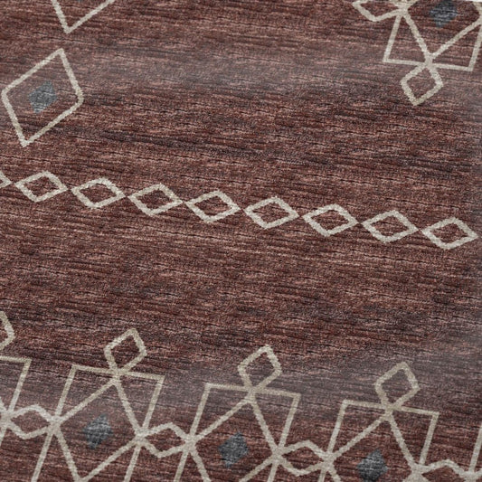 50" X 70" Rust And Ivory Geometric Plush Throw Blanket