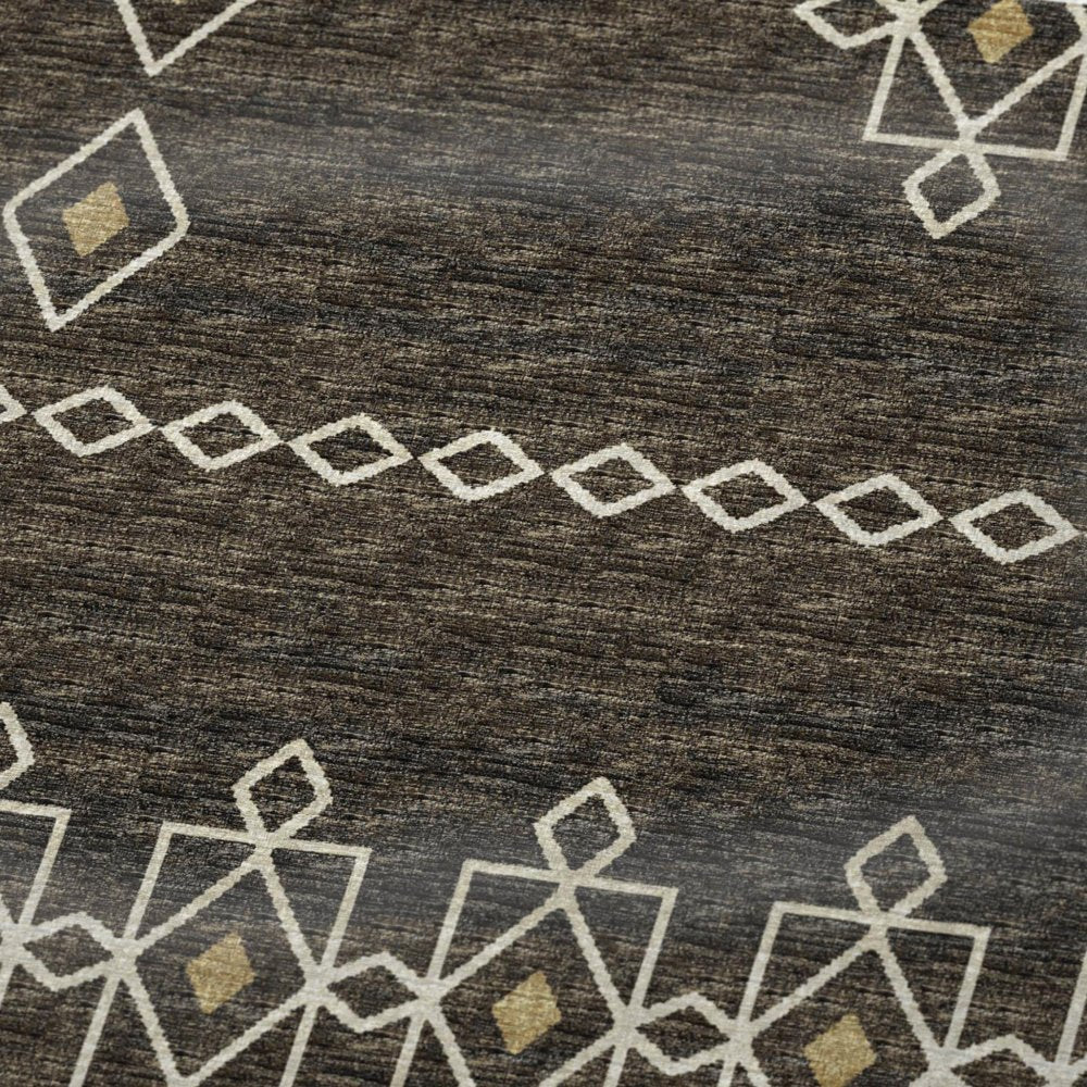 50" X 70" Brown Ivory And Gold Geometric Plush Throw Blanket