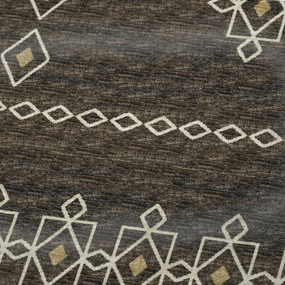50" X 70" Brown Ivory And Gold Geometric Plush Throw Blanket