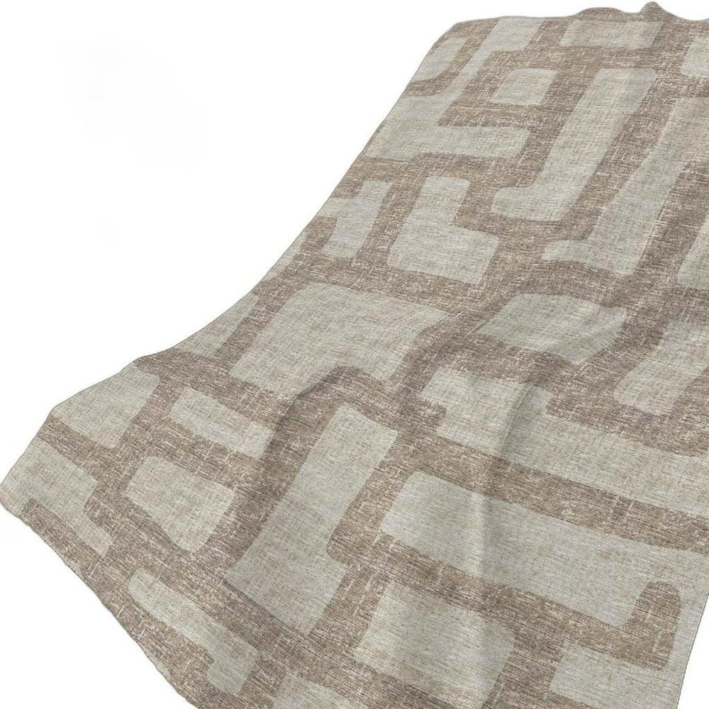50" X 70" Taupe And Coffee Abstract Polyester Woven Plush Throw Blanket
