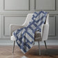 50" X 70" Blue And Silver Abstract Polyester Woven Plush Throw Blanket