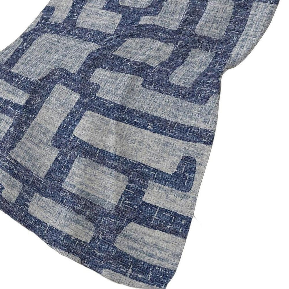 50" X 70" Blue And Silver Abstract Polyester Woven Plush Throw Blanket