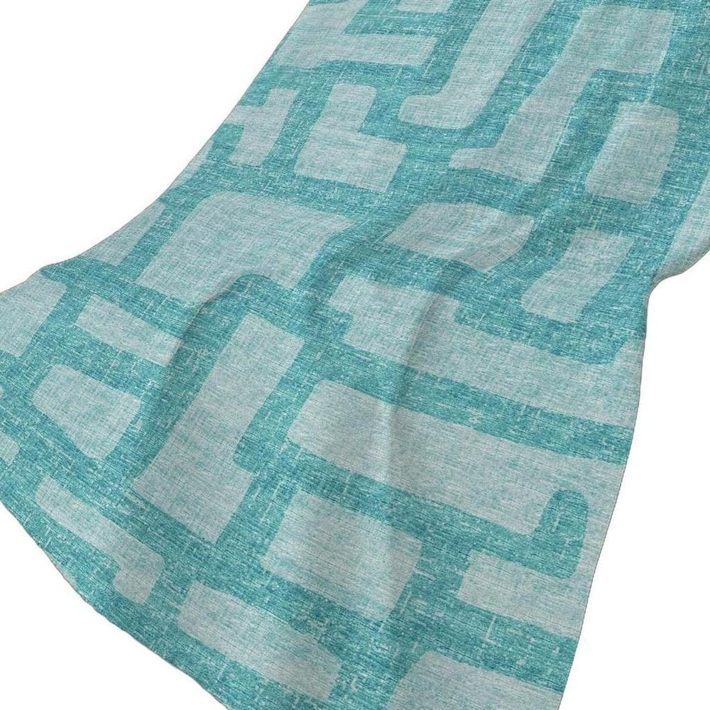 50" X 70" Turquoise And Aqua Abstract Polyester Woven Plush Throw Blanket