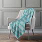 50" X 70" Turquoise And Aqua Abstract Polyester Woven Plush Throw Blanket