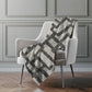 50" X 70" Gray And Black Abstract Polyester Woven Plush Throw Blanket
