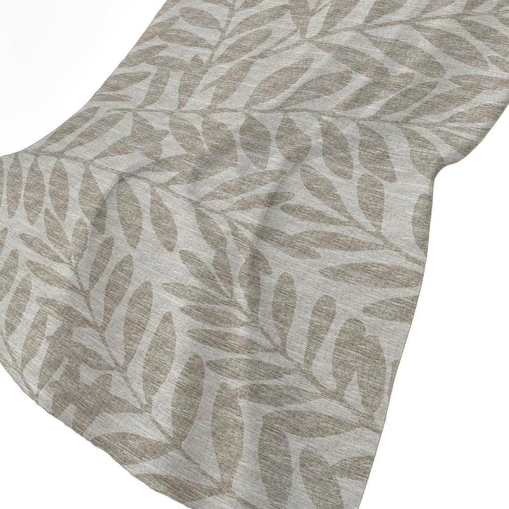 50" X 70" Taupe And Beige Floral Polyester Woven Plush Throw Blanket