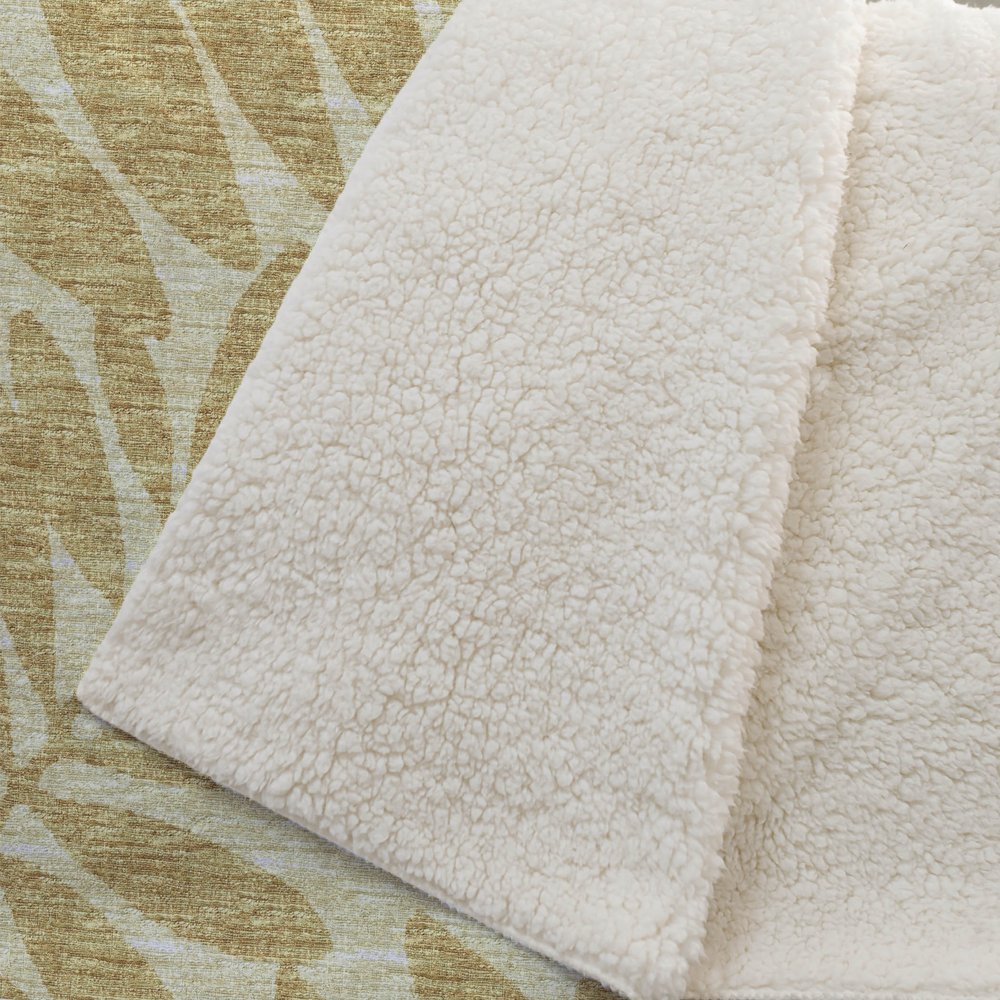 50" X 70" Gold And Beige Floral Polyester Woven Plush Throw Blanket