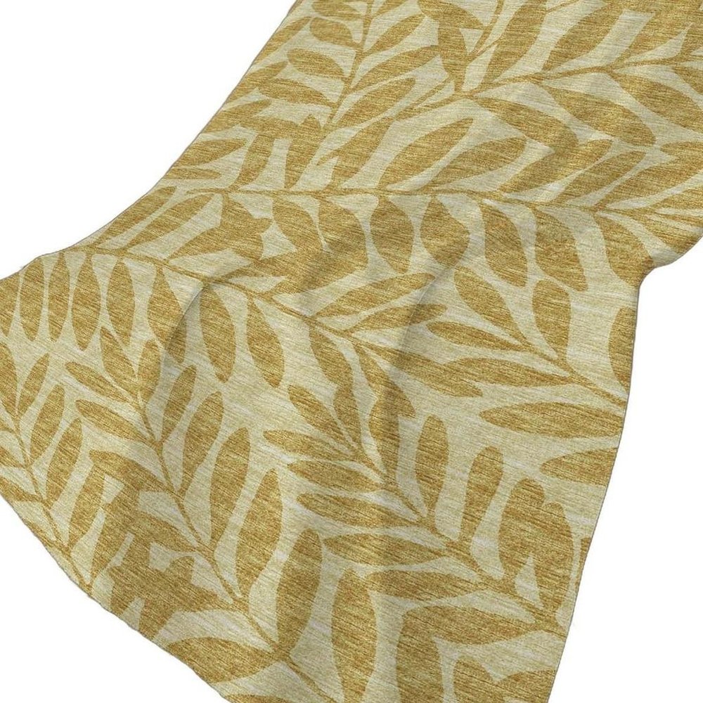 50" X 70" Gold And Beige Floral Polyester Woven Plush Throw Blanket
