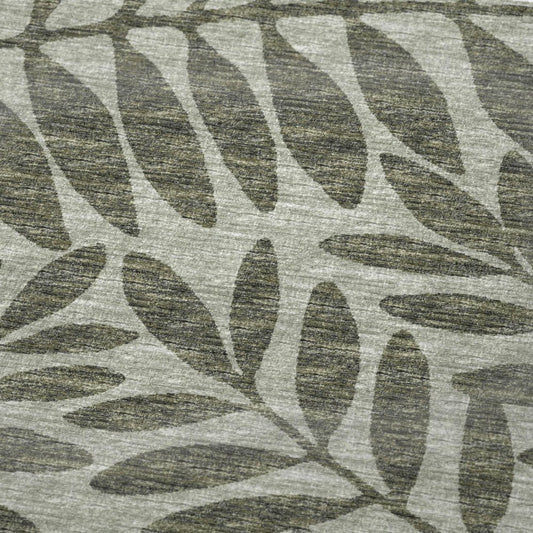 50" X 70" Artichoke Green And Gray Floral Polyester Woven Plush Throw Blanket