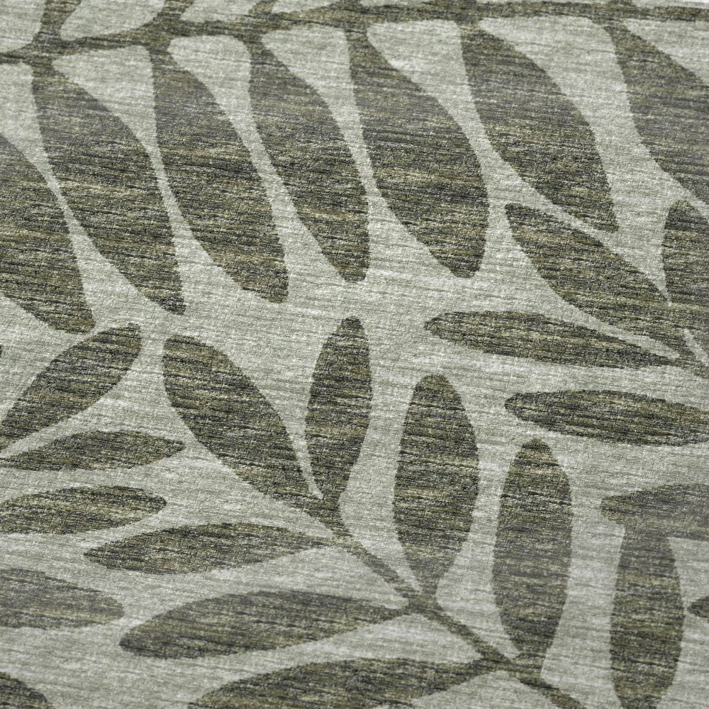 50" X 70" Artichoke Green And Gray Floral Polyester Woven Plush Throw Blanket