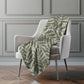 50" X 70" Artichoke Green And Gray Floral Polyester Woven Plush Throw Blanket