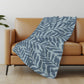 50" X 70" Blue And Sky Blue Floral Polyester Woven Plush Throw Blanket