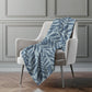 50" X 70" Blue And Sky Blue Floral Polyester Woven Plush Throw Blanket