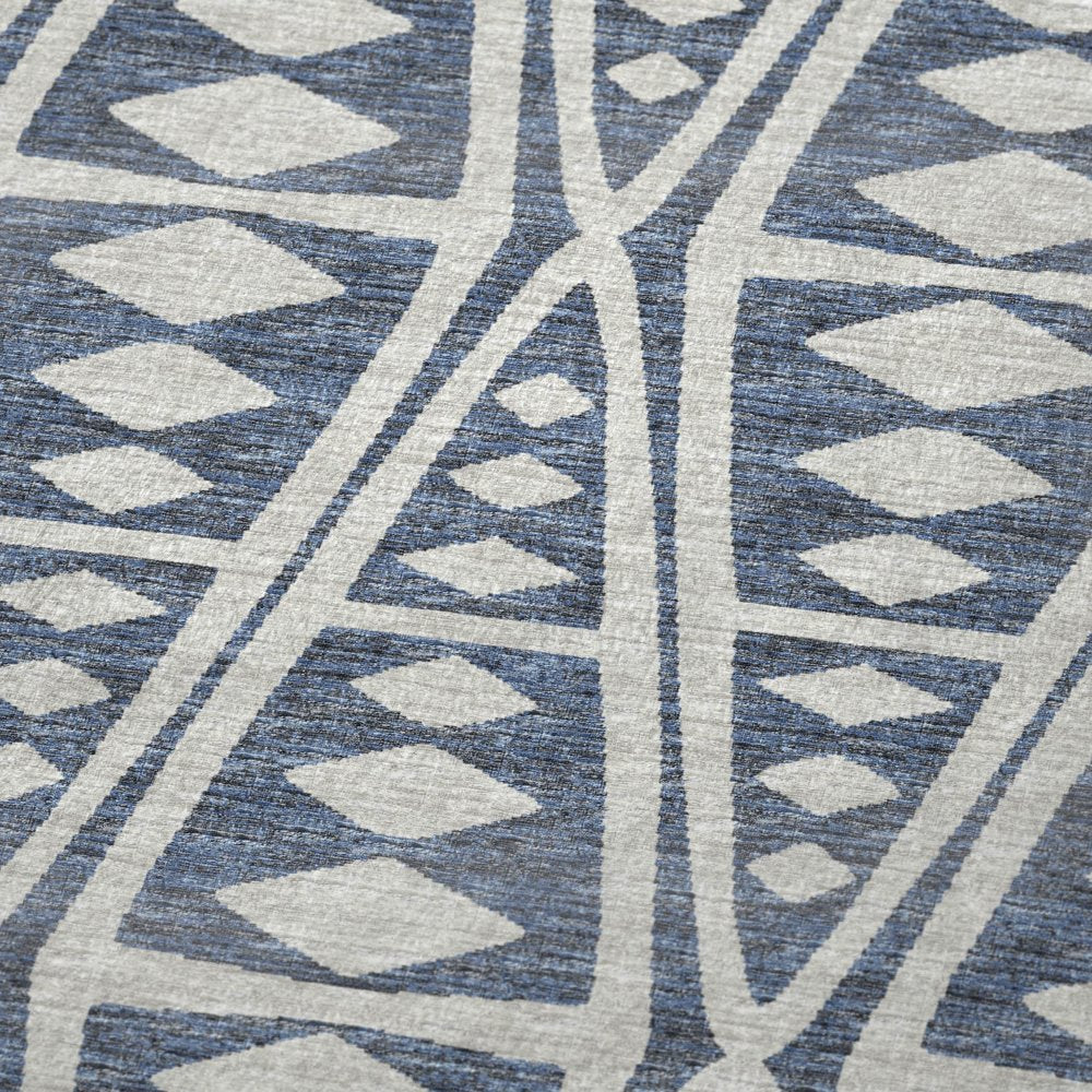 50" X 70" Blue And Ivory Geometric Polyester Woven Plush Throw Blanket