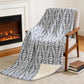 50" X 70" Blue And Ivory Geometric Microfiber Plush Throw Blanket