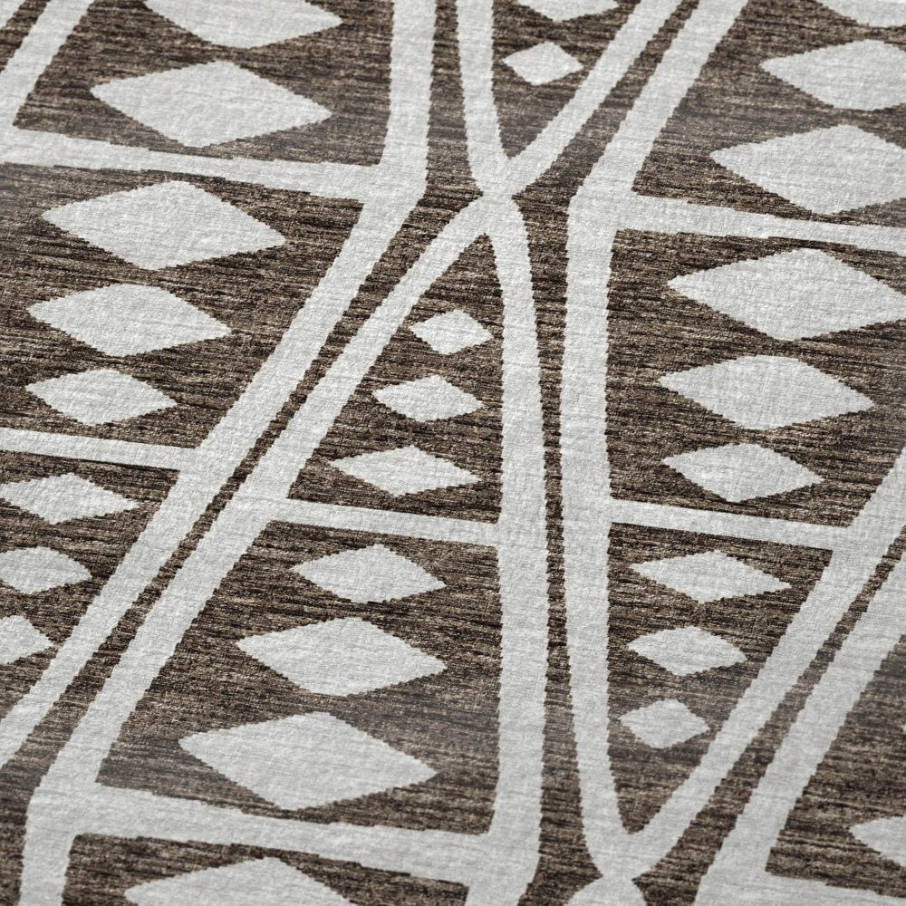 50" X 70" Brown And Ivory Geometric Polyester Woven Plush Throw Blanket