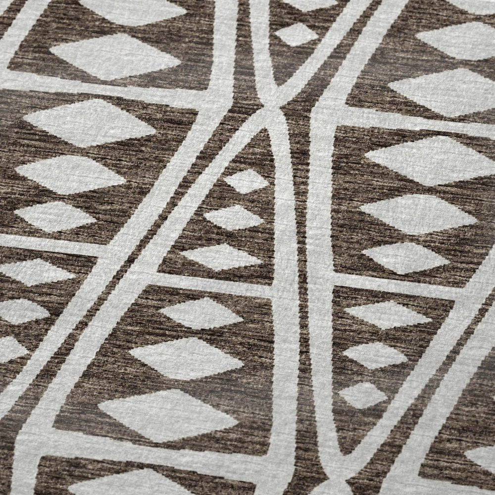 50" X 70" Brown And Ivory Geometric Polyester Woven Plush Throw Blanket