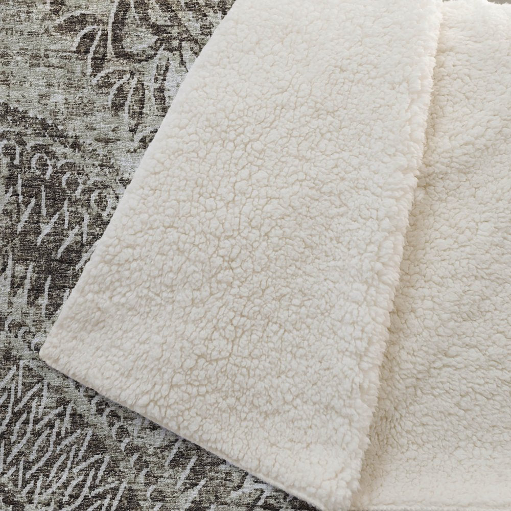 50" X 70" Brown And Beige Floral Polyester Woven Plush Throw Blanket