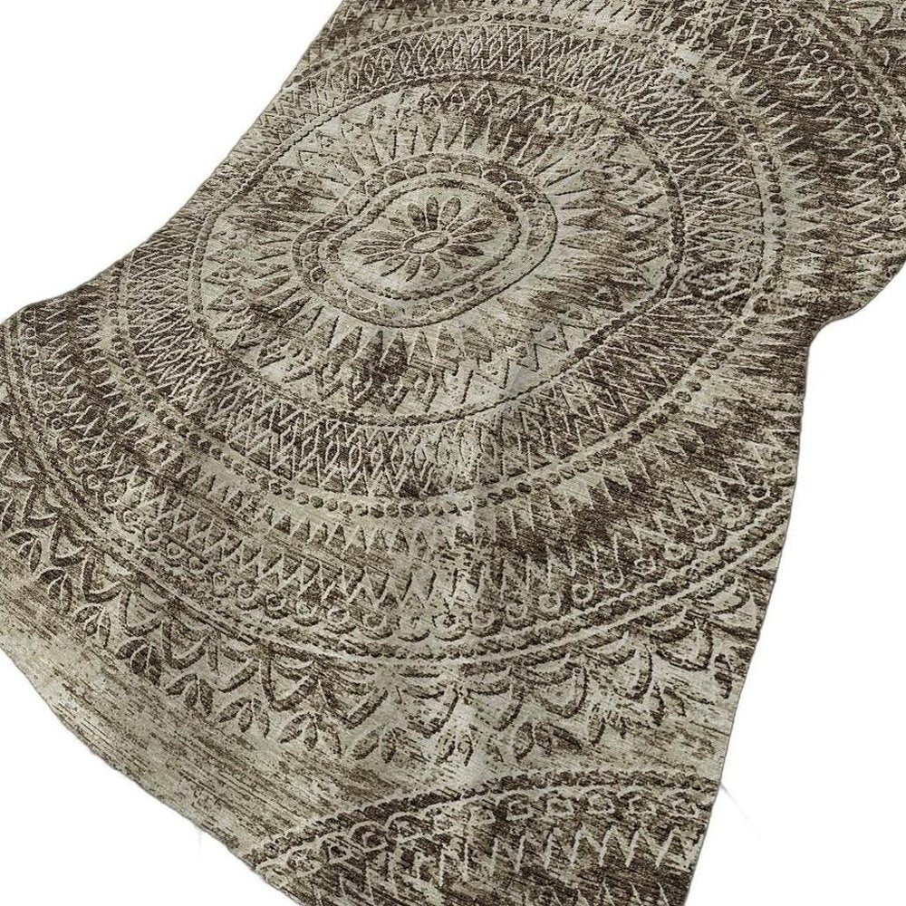 50" X 70" Brown And Beige Floral Plush Throw Blanket