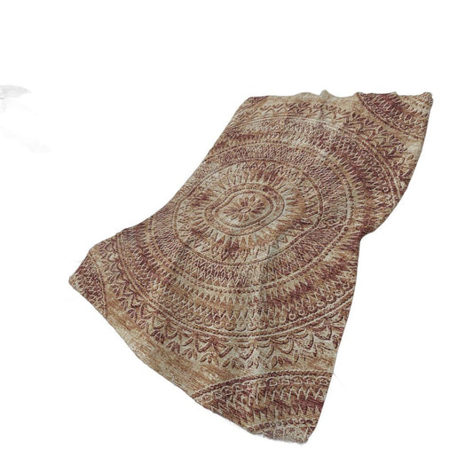 50" X 70" Rust And Beige Floral Plush Throw Blanket