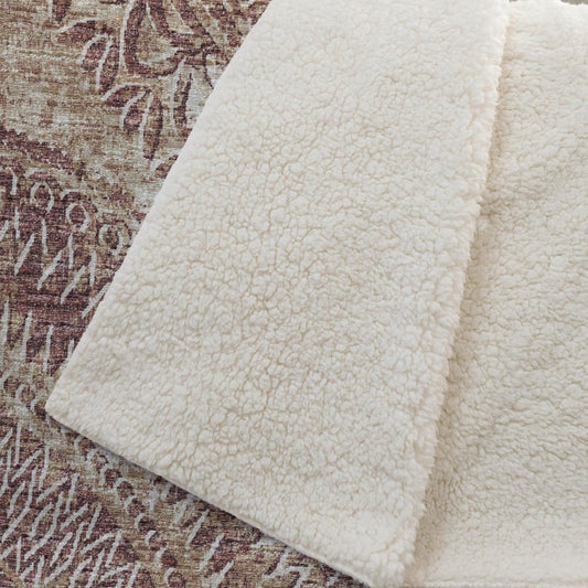 50" X 70" Rust And Beige Floral Plush Throw Blanket