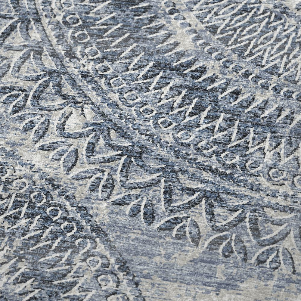 50" X 70" Blue And Ivory Floral Polyester Woven Plush Throw Blanket