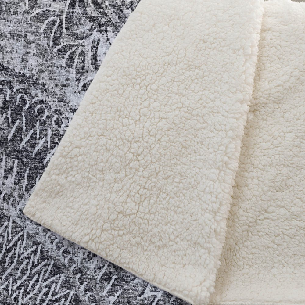 50" X 70" Gray And Charcoal Floral Polyester Woven Plush Throw Blanket