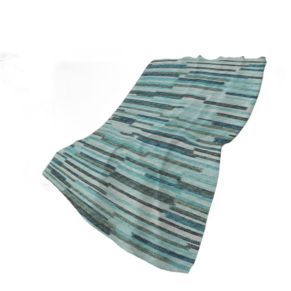 50" X 70" Turquoise And Gray Abstract Polyester Woven Plush Throw Blanket