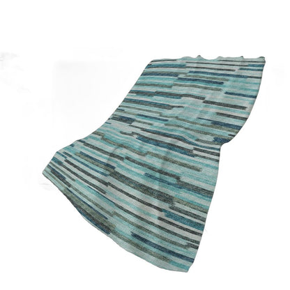 50" X 70" Turquoise And Gray Abstract Polyester Woven Plush Throw Blanket