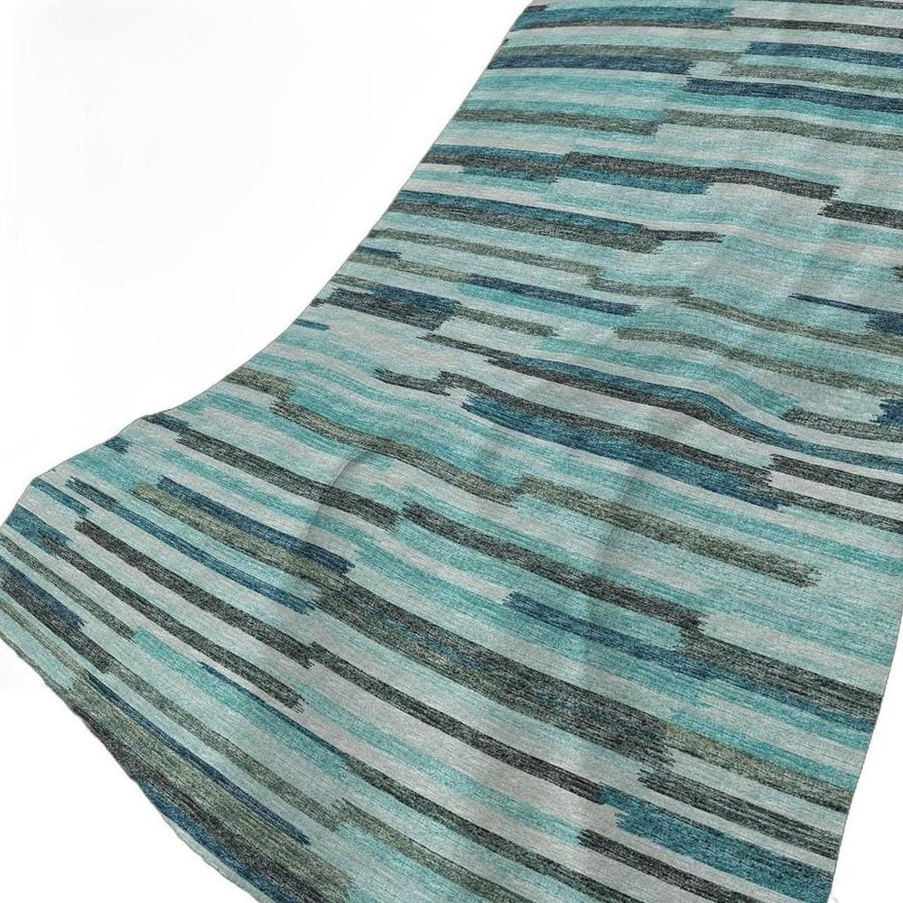 50" X 70" Turquoise And Gray Abstract Polyester Woven Plush Throw Blanket