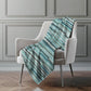 50" X 70" Turquoise And Gray Abstract Polyester Woven Plush Throw Blanket