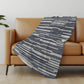 50" X 70" Gray And Charcoal Abstract Polyester Woven Plush Throw Blanket