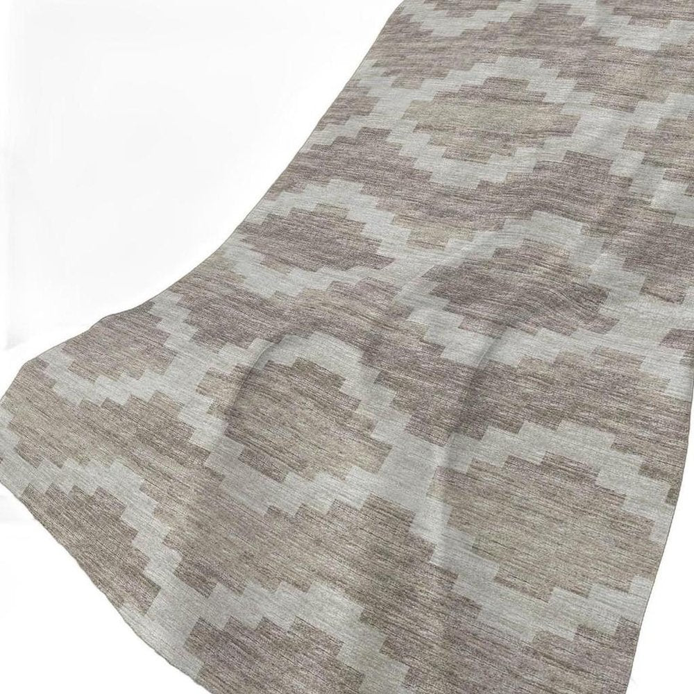 50" X 70" Tan And Beige Geometric Polyester Woven Plush Throw Blanket